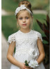 Cap Sleeves Ivory Lace Tulle Keyhole Back Flower Girl Dress